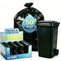Lamosi 55 Gallon Trash Bags (50/100 Count), Black Outdoor Garbage Bags for Waste, Lawn and Leaf, 1.5 Mil