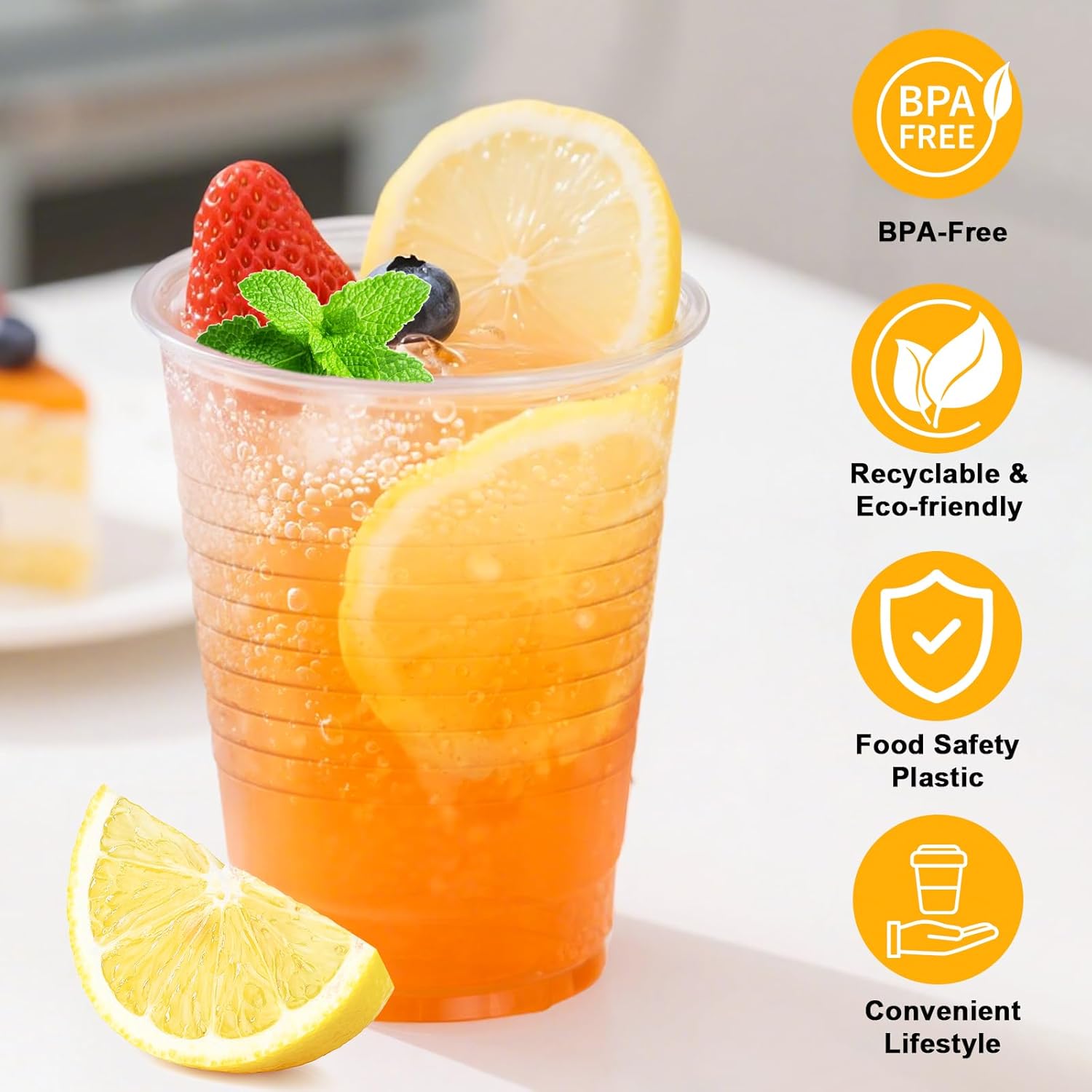 Lamosi 5//7/9/12 oz Clear Plastic Cups Disposable Crysta Cold Drinking Cup, 300/500/600 Pack