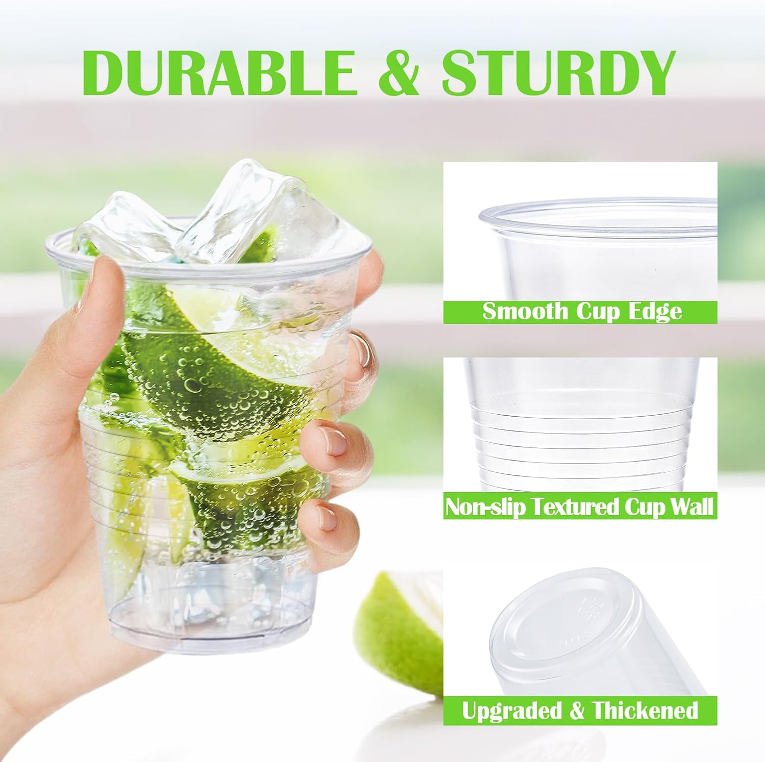 Lamosi 5//7/9/12 oz Clear Plastic Cups Disposable Crysta Cold Drinking Cup, 300/500/600 Pack