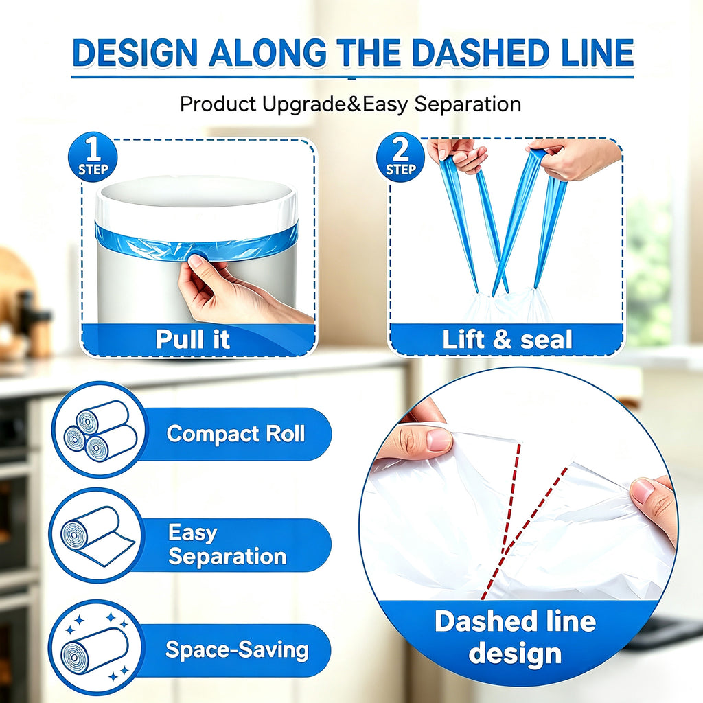 Lamosi 4 Gallon Drawstring Trash Bags 300 Count, Small Garbage Bags for Bathroom, Office, Bedroom & Kitchen