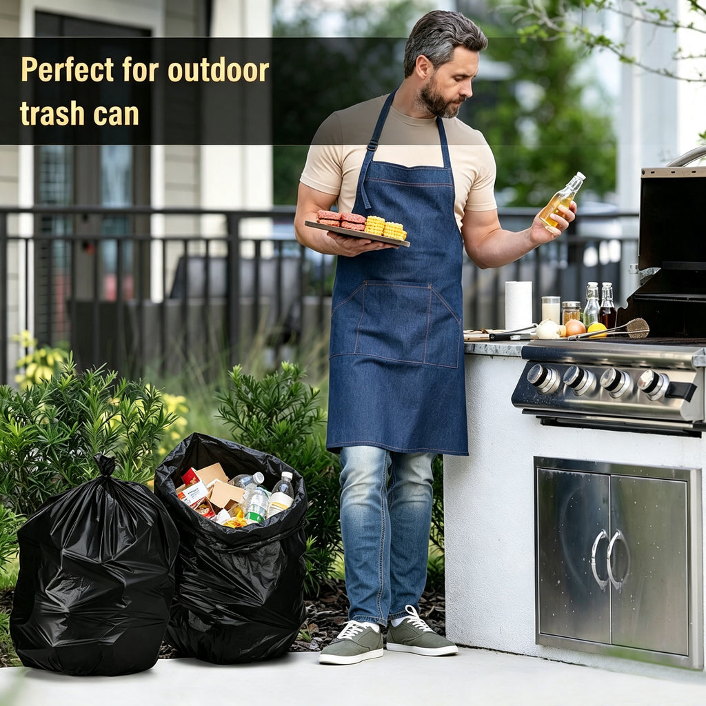 Lamosi 30-33 Gallon Trash Bags (50/100 Count), 32" x 39" Black Garbage Bags, Outdoor Garbage Can Liners