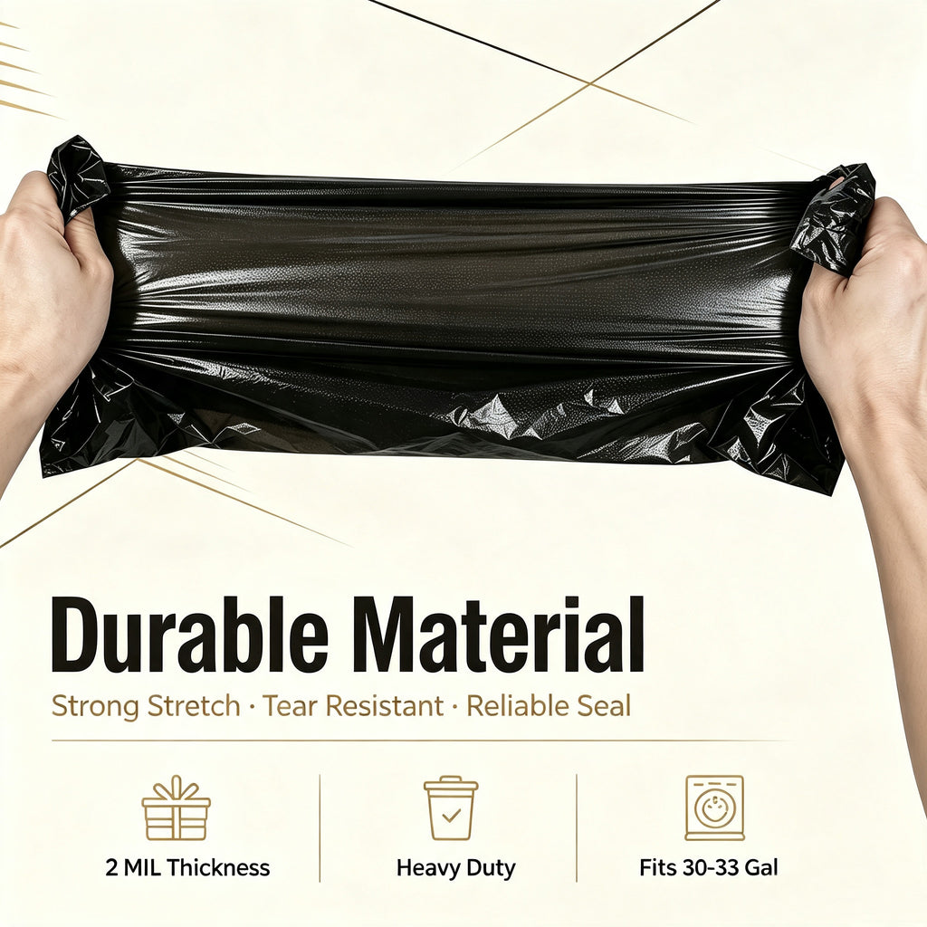 Lamosi 30-33 Gallon Trash Bags (50/100 Count), 32" x 39" Black Garbage Bags, Outdoor Garbage Can Liners