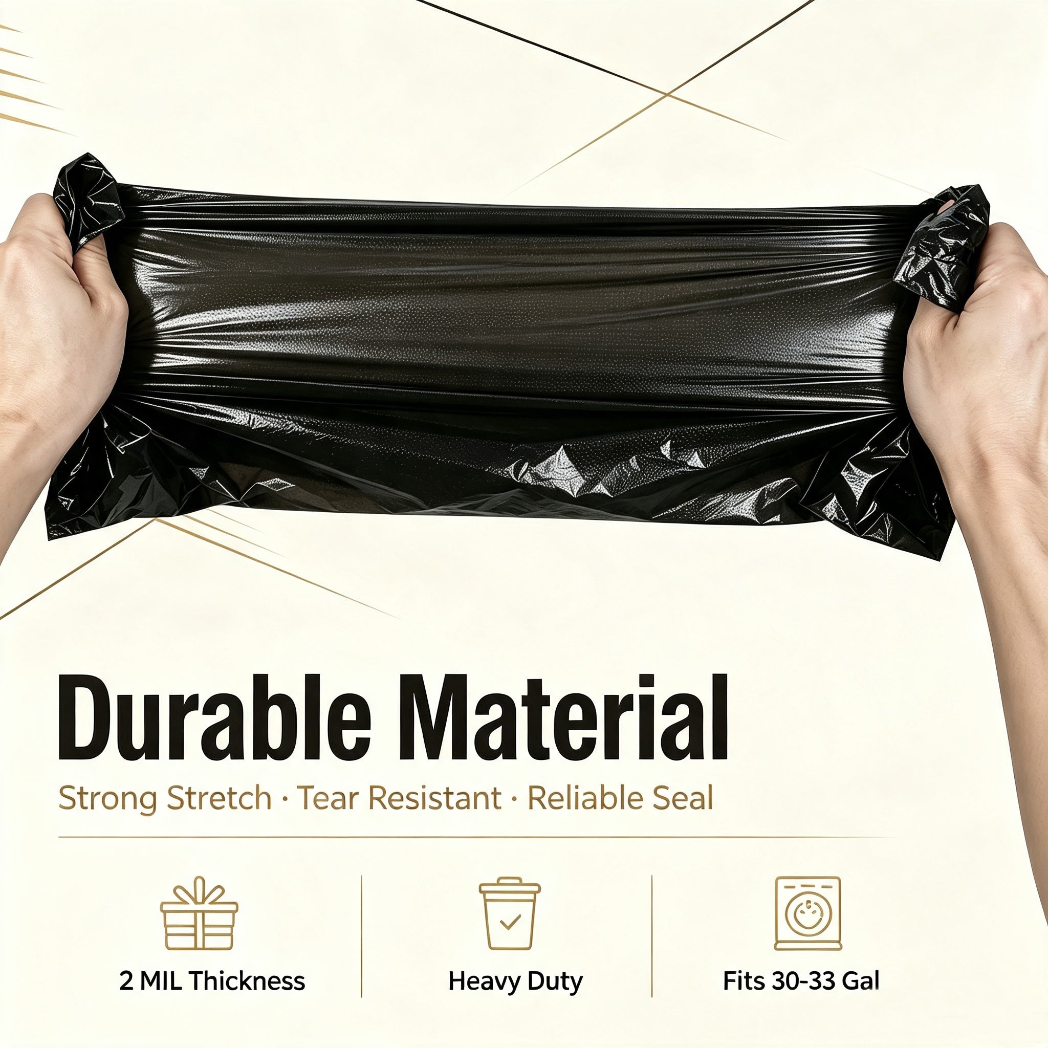 Lamosi 30-33 Gallon Trash Bags (50/100 Count), 32" x 39" Black Garbage Bags, Outdoor Garbage Can Liners