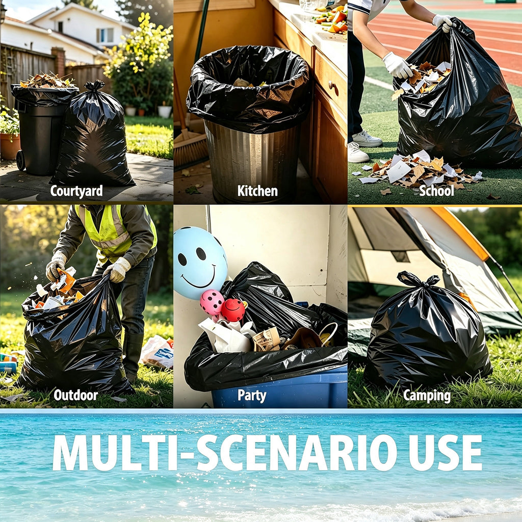 Lamosi 55 Gallon Trash Bags (50/100 Count), Black Outdoor Garbage Bags for Waste, Lawn and Leaf, 1.5 Mil