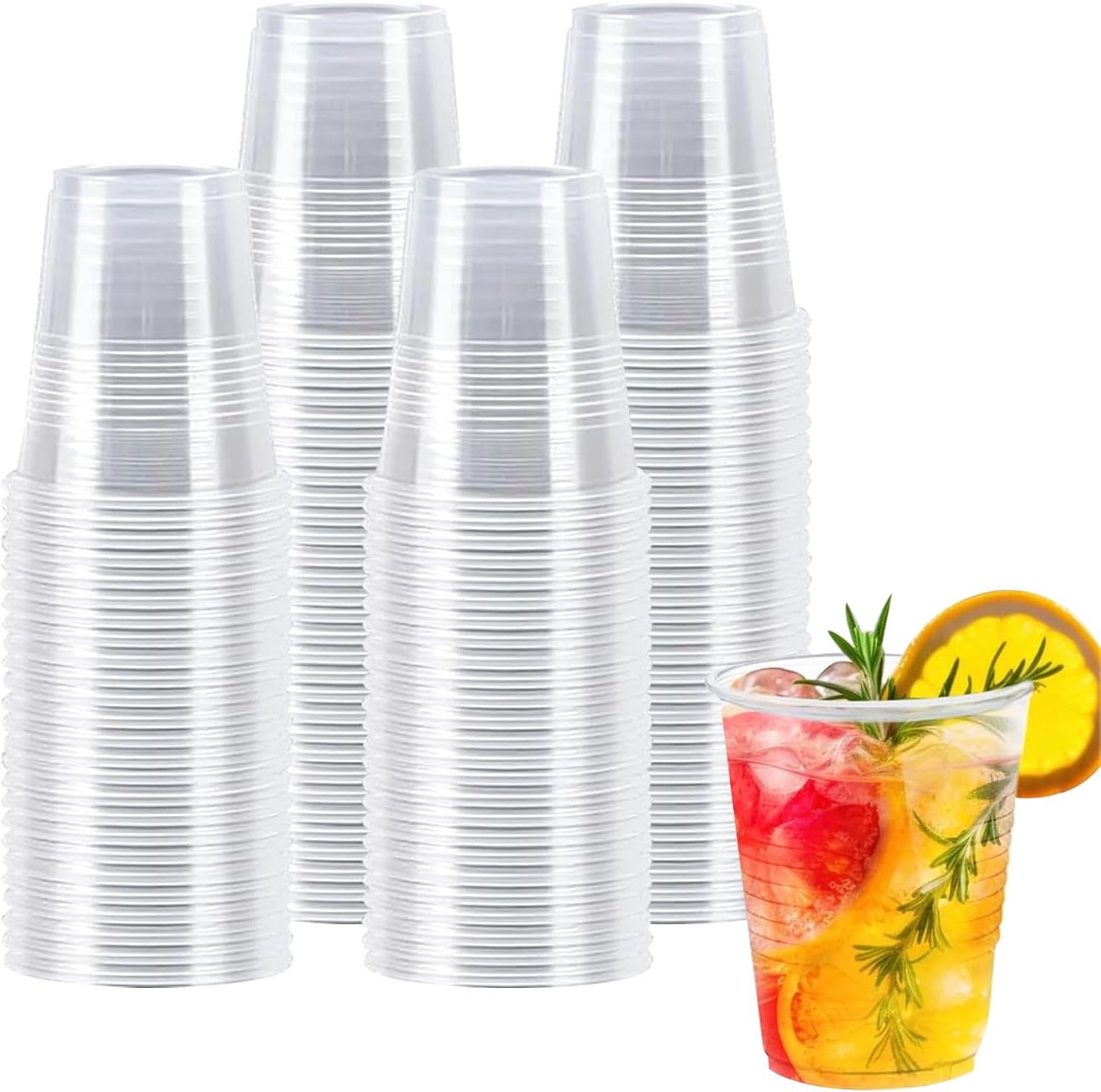 Lamosi 5//7/9/12 oz Clear Plastic Cups Disposable Crysta Cold Drinking Cup, 300/500/600 Pack