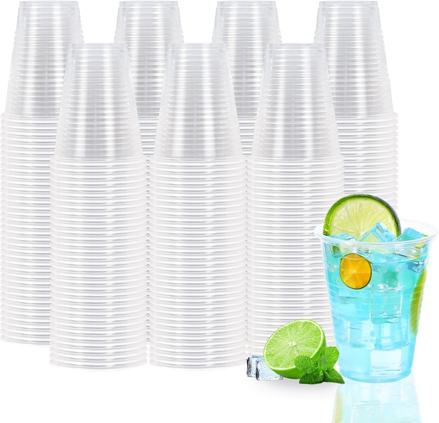 Lamosi 5//7/9/12 oz Clear Plastic Cups Disposable Crysta Cold Drinking Cup, 300/500/600 Pack