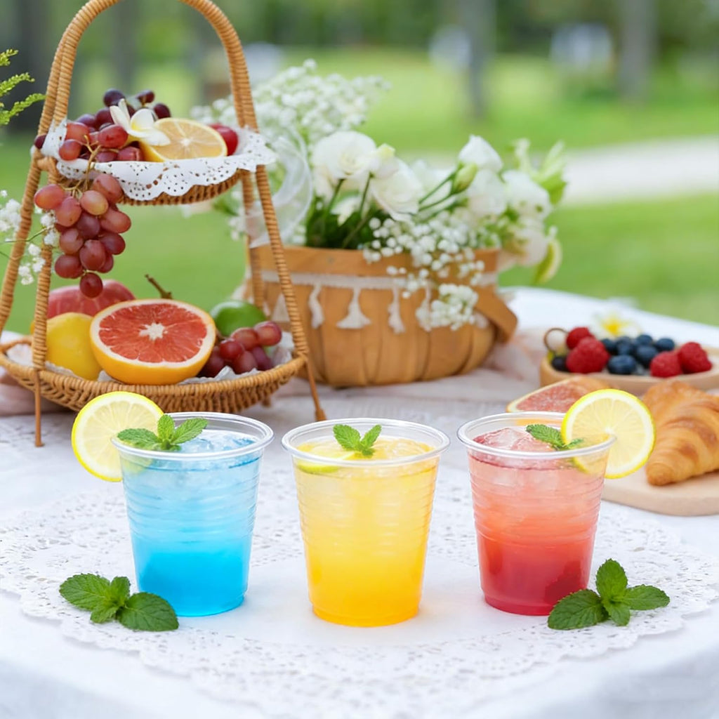 Lamosi 5//7/9/12 oz Clear Plastic Cups Disposable Crysta Cold Drinking Cup, 300/500/600 Pack
