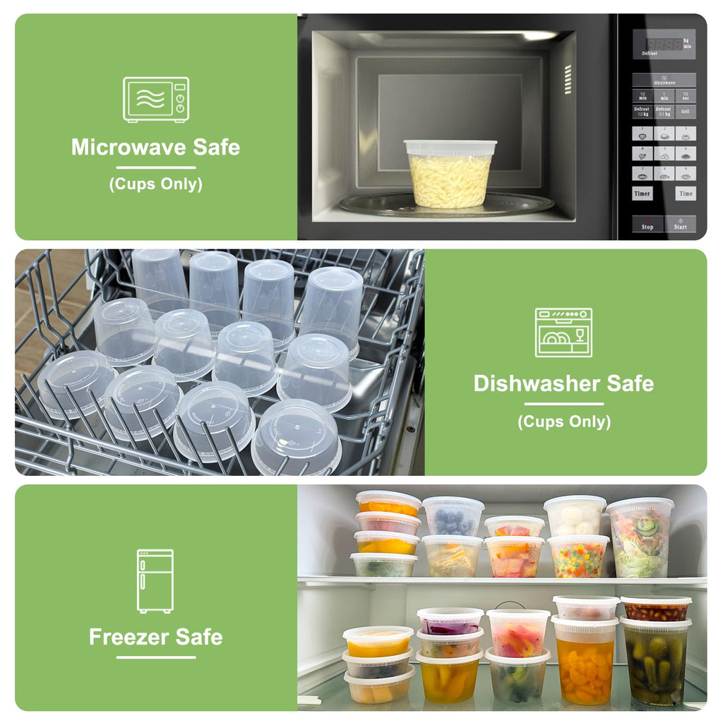Lamosi 60 Sets 8/16/24/32 oz Plastic Deli Food Containers With Lids, Leak-Proof & BPA Free Airtight Stackable Takeout Plastic Food Storage Containers