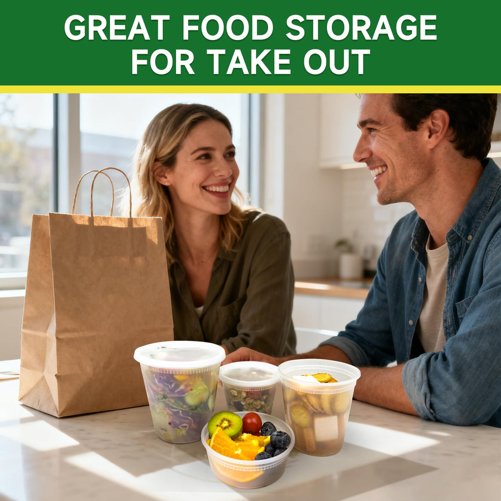 Lamosi 60 Sets 8/16/24/32 oz Plastic Deli Food Containers With Lids, Leak-Proof & BPA Free Airtight Stackable Takeout Plastic Food Storage Containers