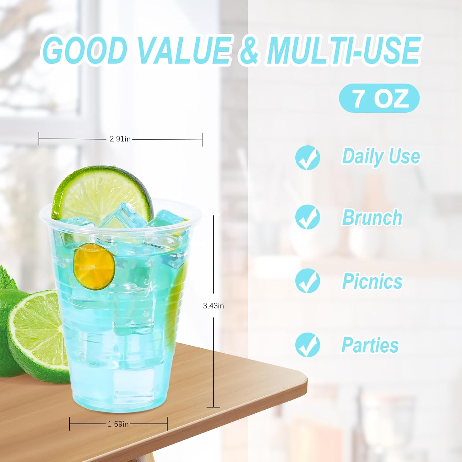 Lamosi 5//7/9/12 oz Clear Plastic Cups Disposable Crysta Cold Drinking Cup, 300/500/600 Pack