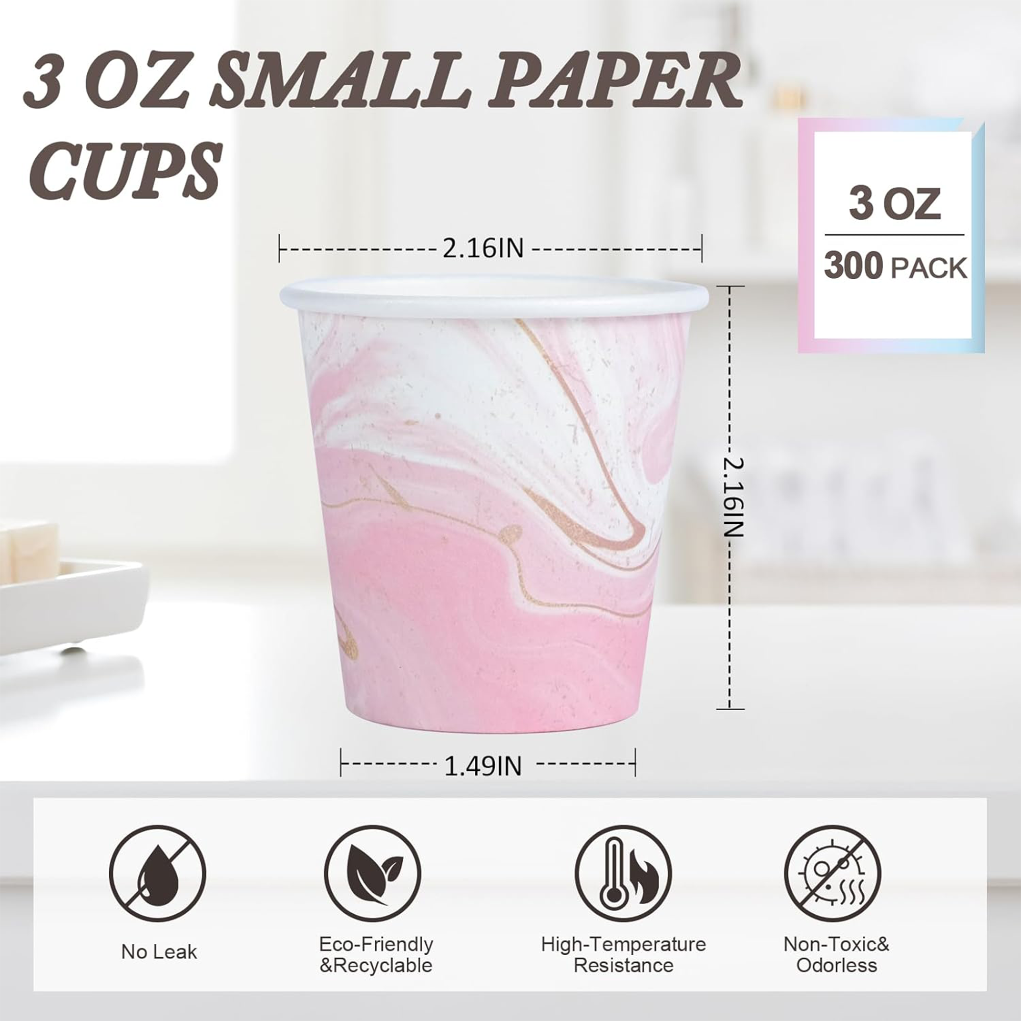 Lamosi Disposable Mouthwash Cups Small Cups, 3 oz, 300 Count