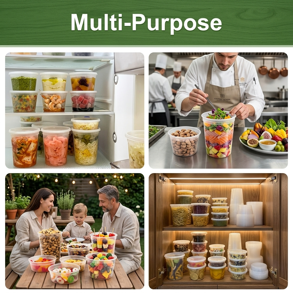 Lamosi 60 Sets 8/16/24/32 oz Plastic Deli Food Containers With Lids, Leak-Proof & BPA Free Airtight Stackable Takeout Plastic Food Storage Containers