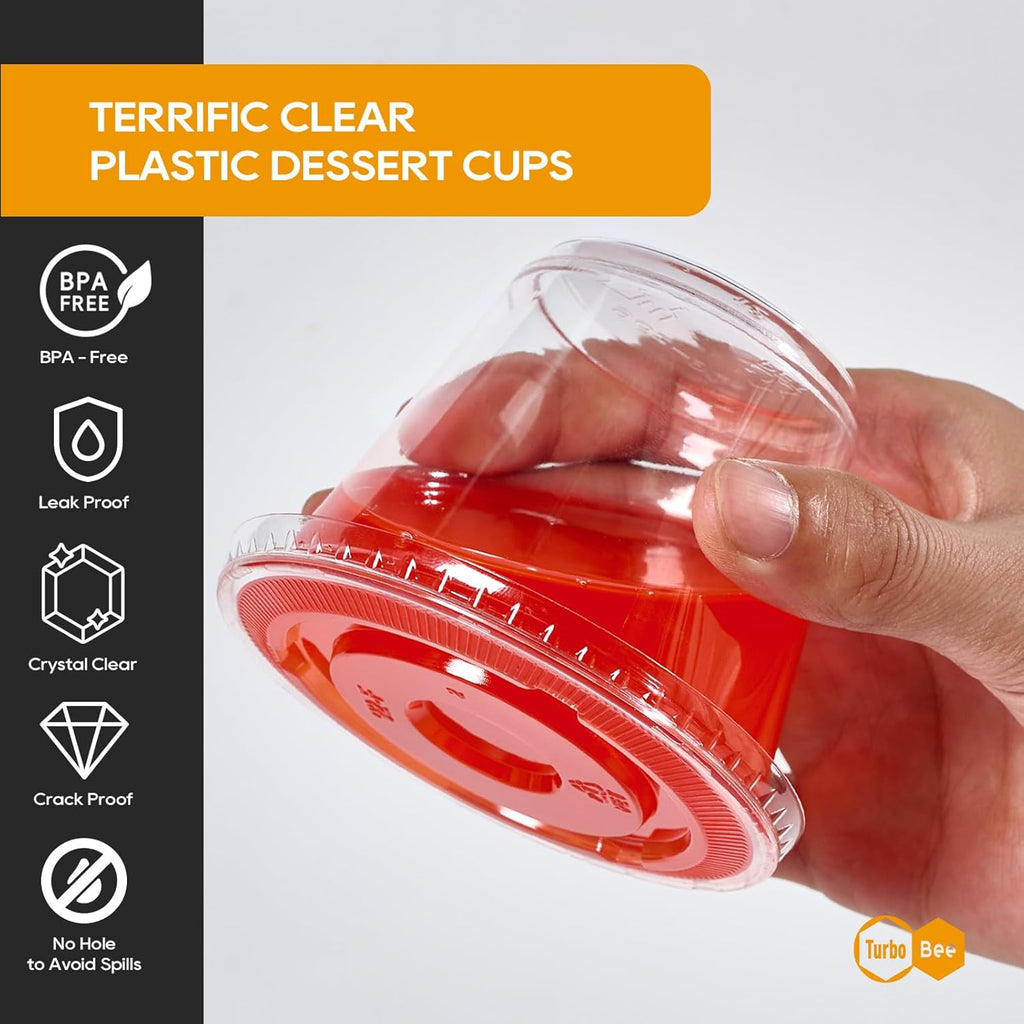 Lamosi 50/200 Pack 9oz Clear Plastic Cups with Dome Lids, Disposable Dessert Cups with Lids, Dessert Cups for Pudding