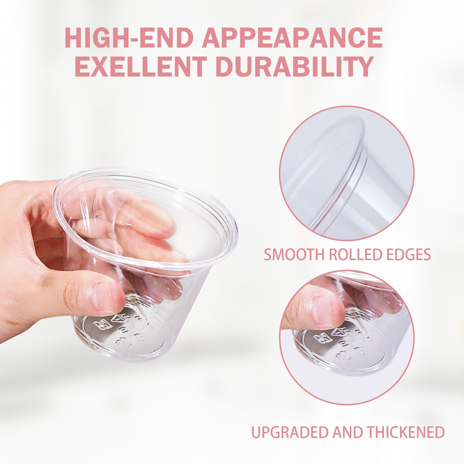 Lamosi Disposable Clear Plastic Cups, 9/12 oz Crystal Cold Cups, PET Food-Grade Material, 100/300 Count