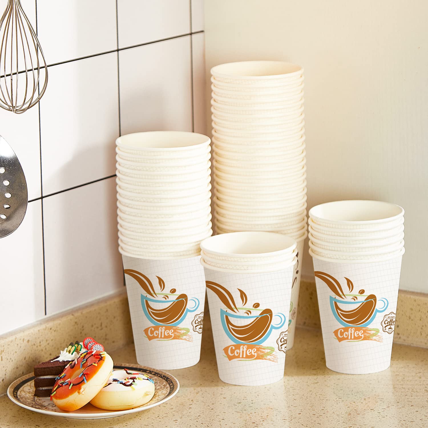Lamosi Disposable Paper Cups 12 oz Hot Cups, 100 Count