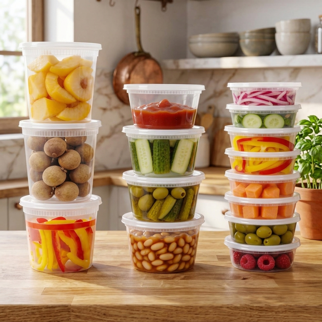 Lamosi 60 Sets 8/16/24/32 oz Plastic Deli Food Containers With Lids, Leak-Proof & BPA Free Airtight Stackable Takeout Plastic Food Storage Containers