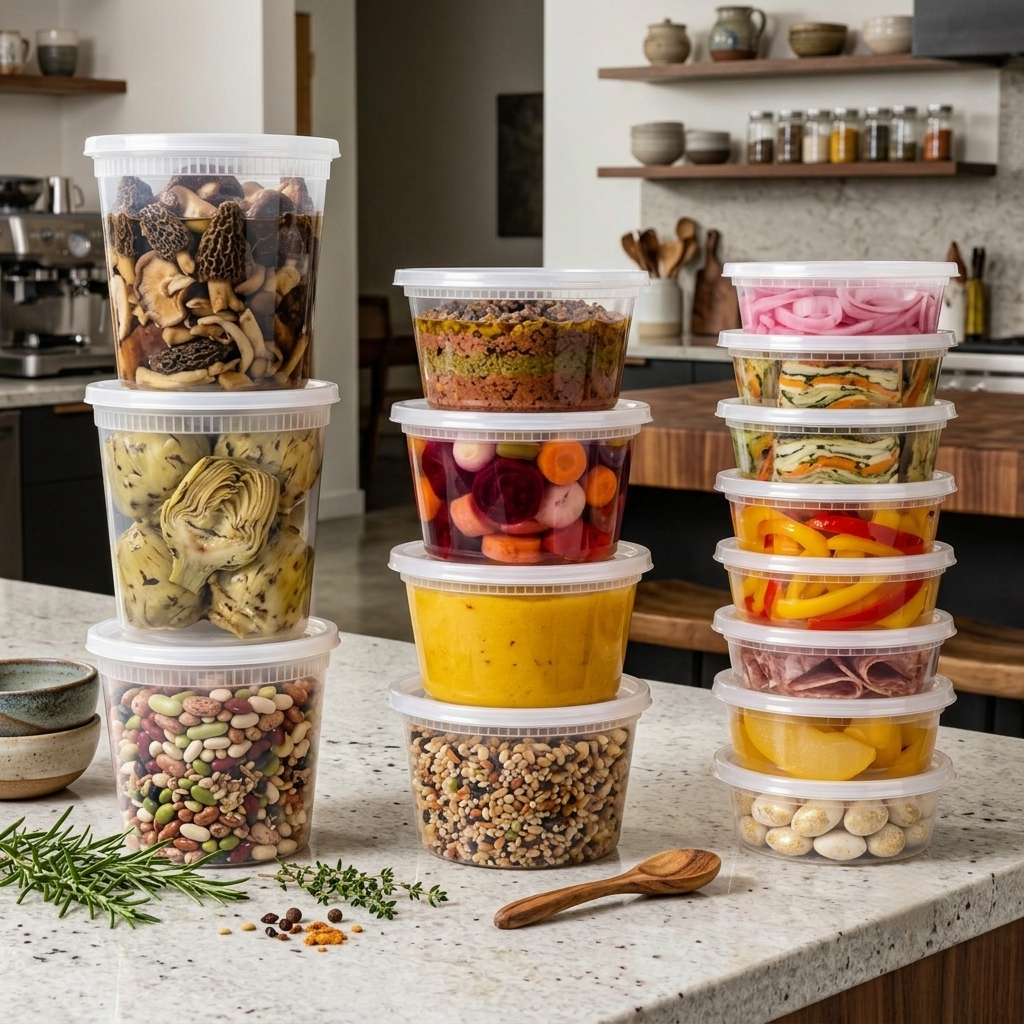 Lamosi 60 Sets 8/16/24/32 oz Plastic Deli Food Containers With Lids, Leak-Proof & BPA Free Airtight Stackable Takeout Plastic Food Storage Containers