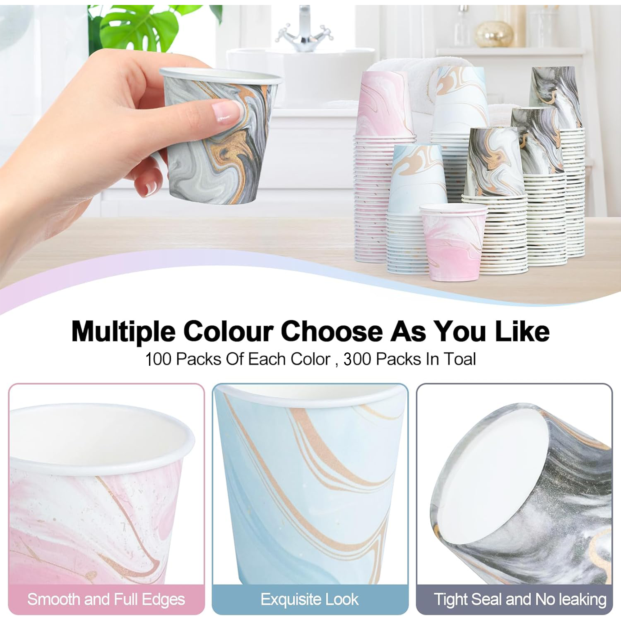 Lamosi Disposable Mouthwash Cups Small Cups, 3 oz, 300 Count