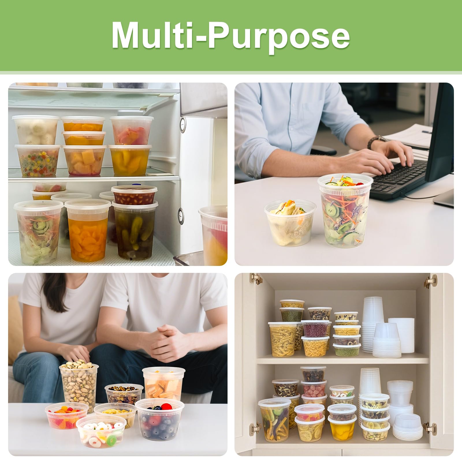 Lamosi 60 Sets 8/16/24/32 oz Plastic Deli Food Containers With Lids, Leak-Proof & BPA Free Airtight Stackable Takeout Plastic Food Storage Containers