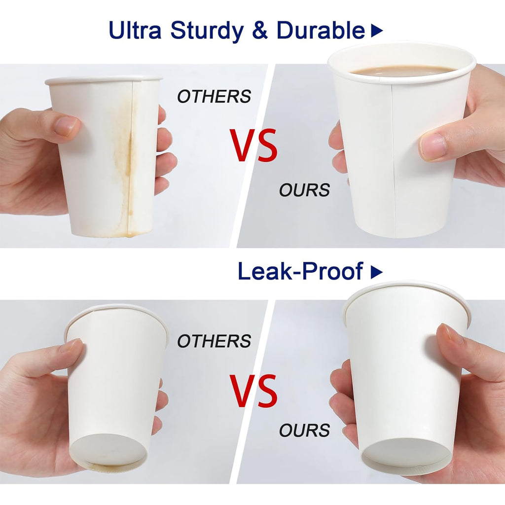 Lamosi Disposable Paper Cups 12 oz Hot Cups, 100 Count