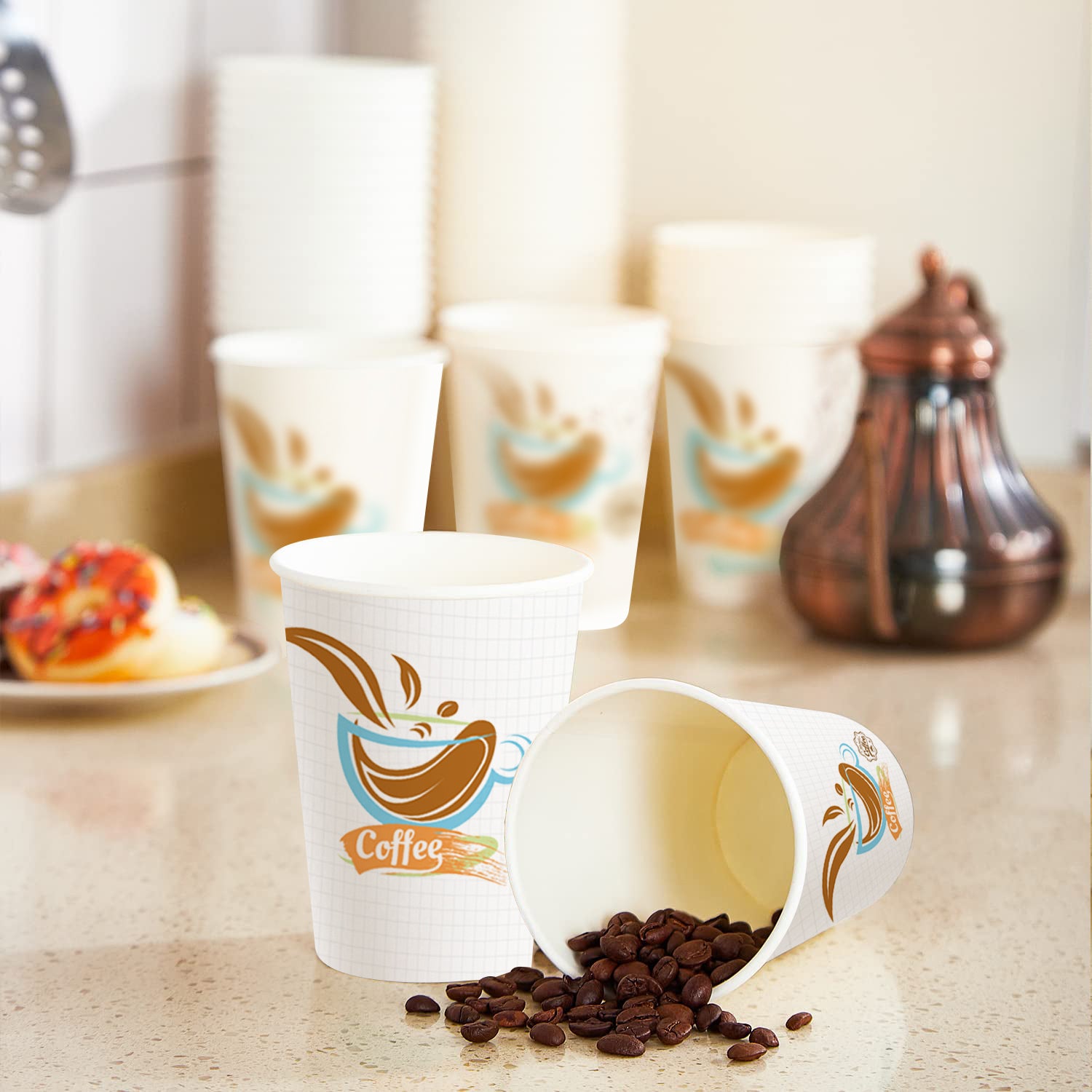 Lamosi Disposable Paper Cups 12 oz Hot Cups, 100 Count