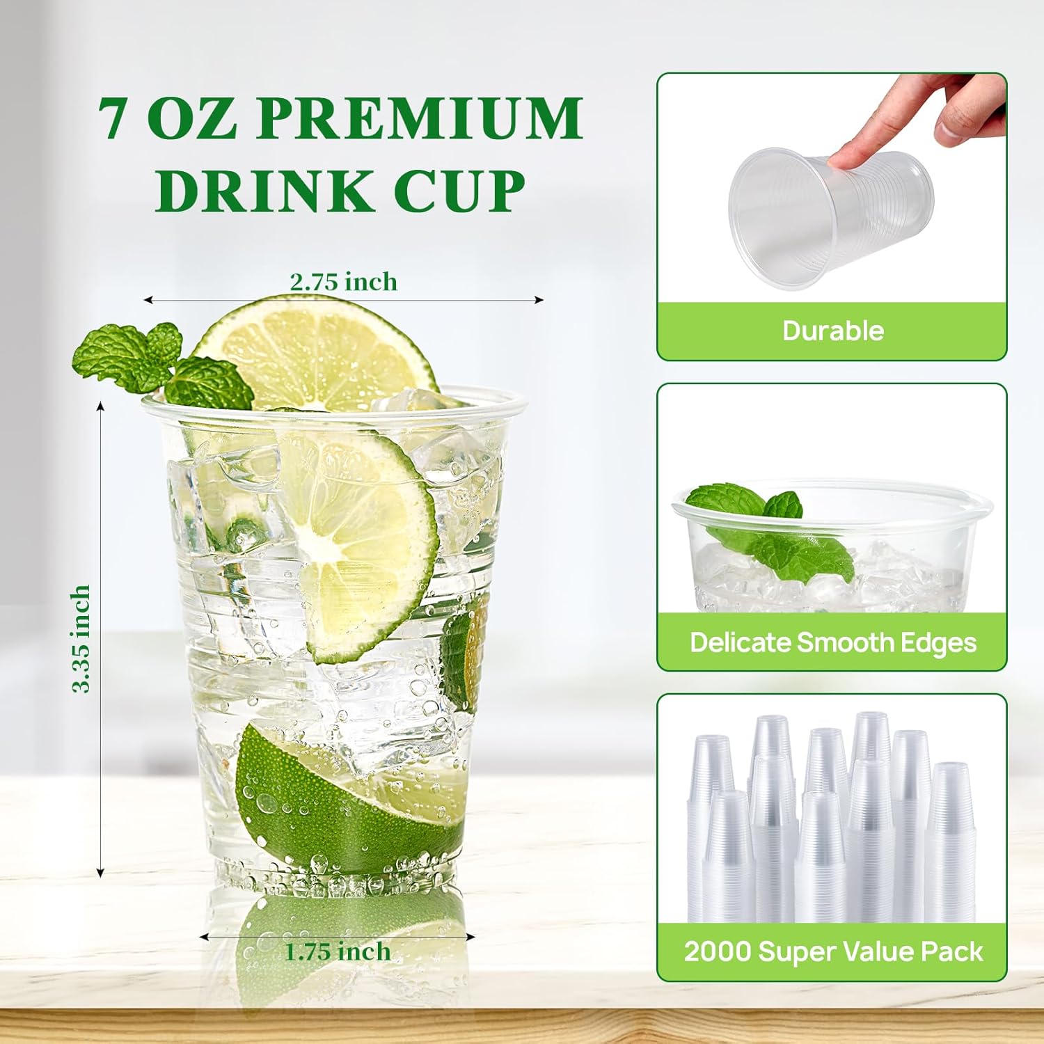 Lamosi 5//7/9/12 oz Clear Plastic Cups Disposable Crysta Cold Drinking Cup, 300/500/600 Pack