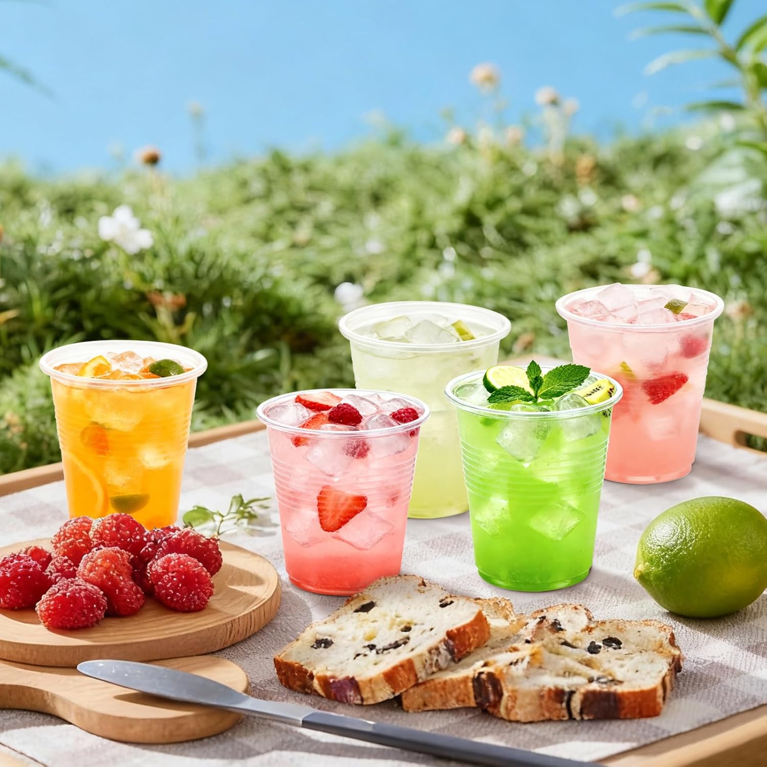 Lamosi 5//7/9/12 oz Clear Plastic Cups Disposable Crysta Cold Drinking Cup, 300/500/600 Pack