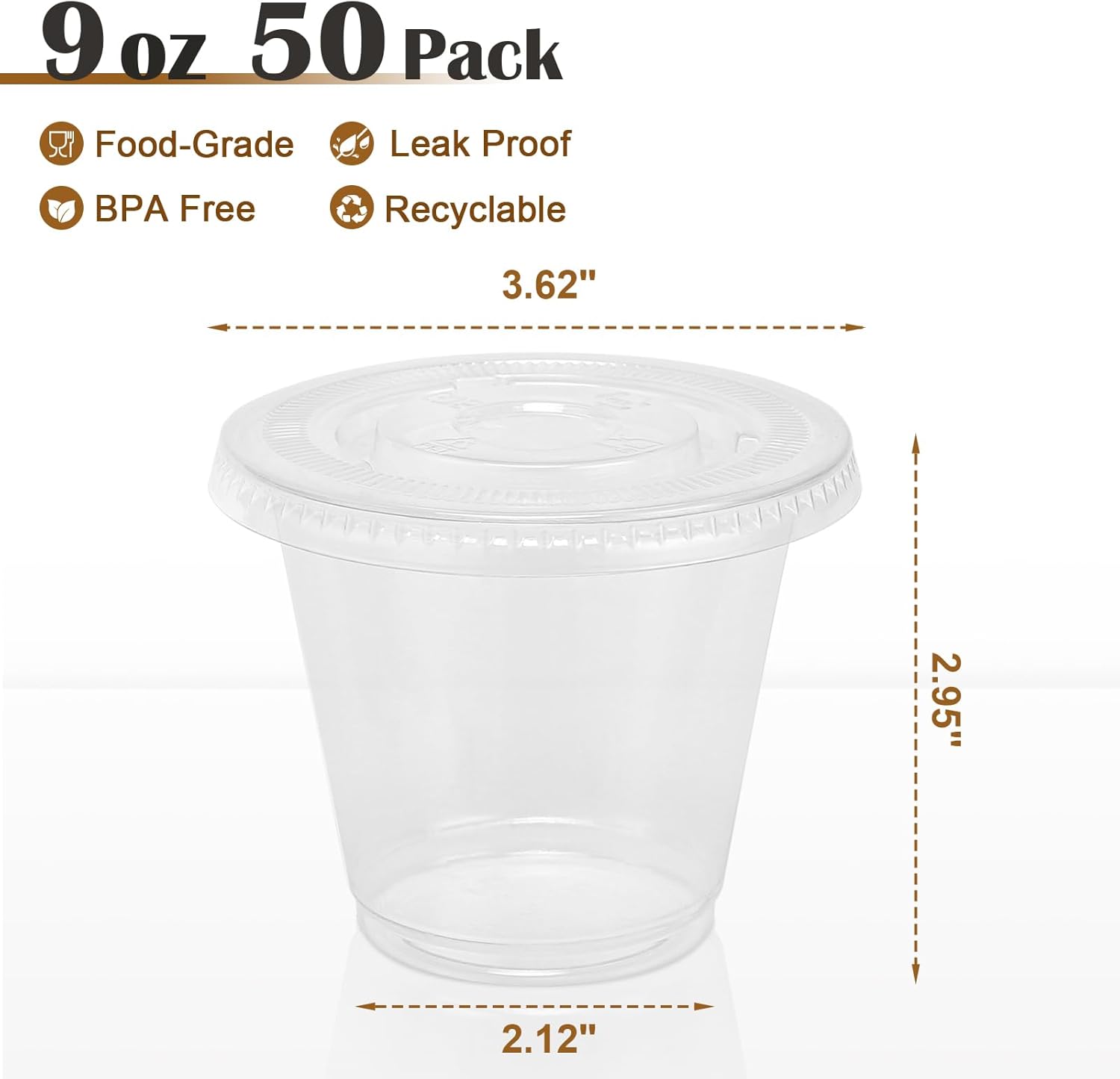Lamosi 50/200 Pack 9oz Clear Plastic Cups with Dome Lids, Disposable Dessert Cups with Lids, Dessert Cups for Pudding