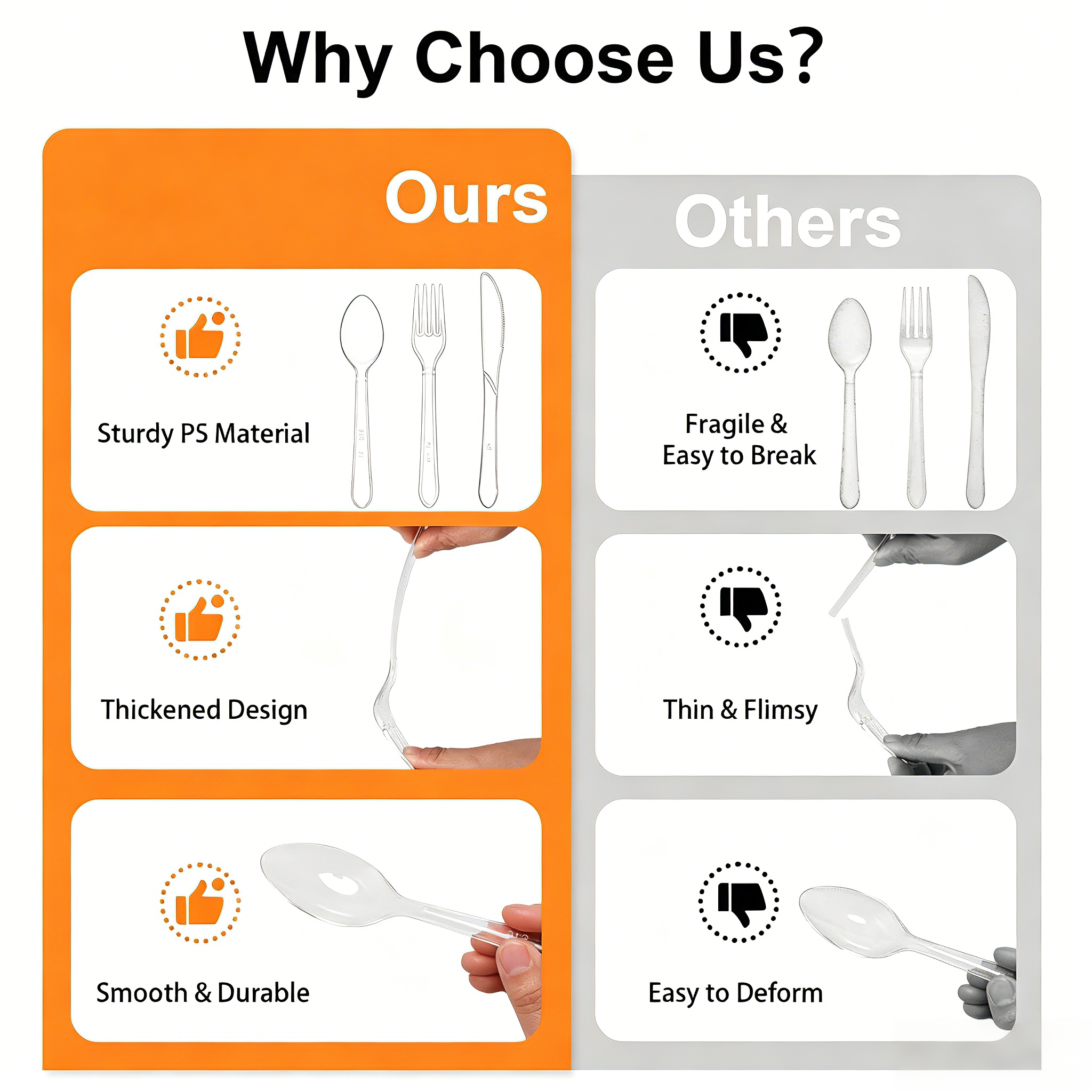 Lamosi 360 Count Extra Heavy Duty Plastic Silverware, Disposable Clear Plastic Utensils Set 150 Forks, 150 Spoons, 60 Knives , BPA-Free, Heat Resistant, Plastic Cutlery Set