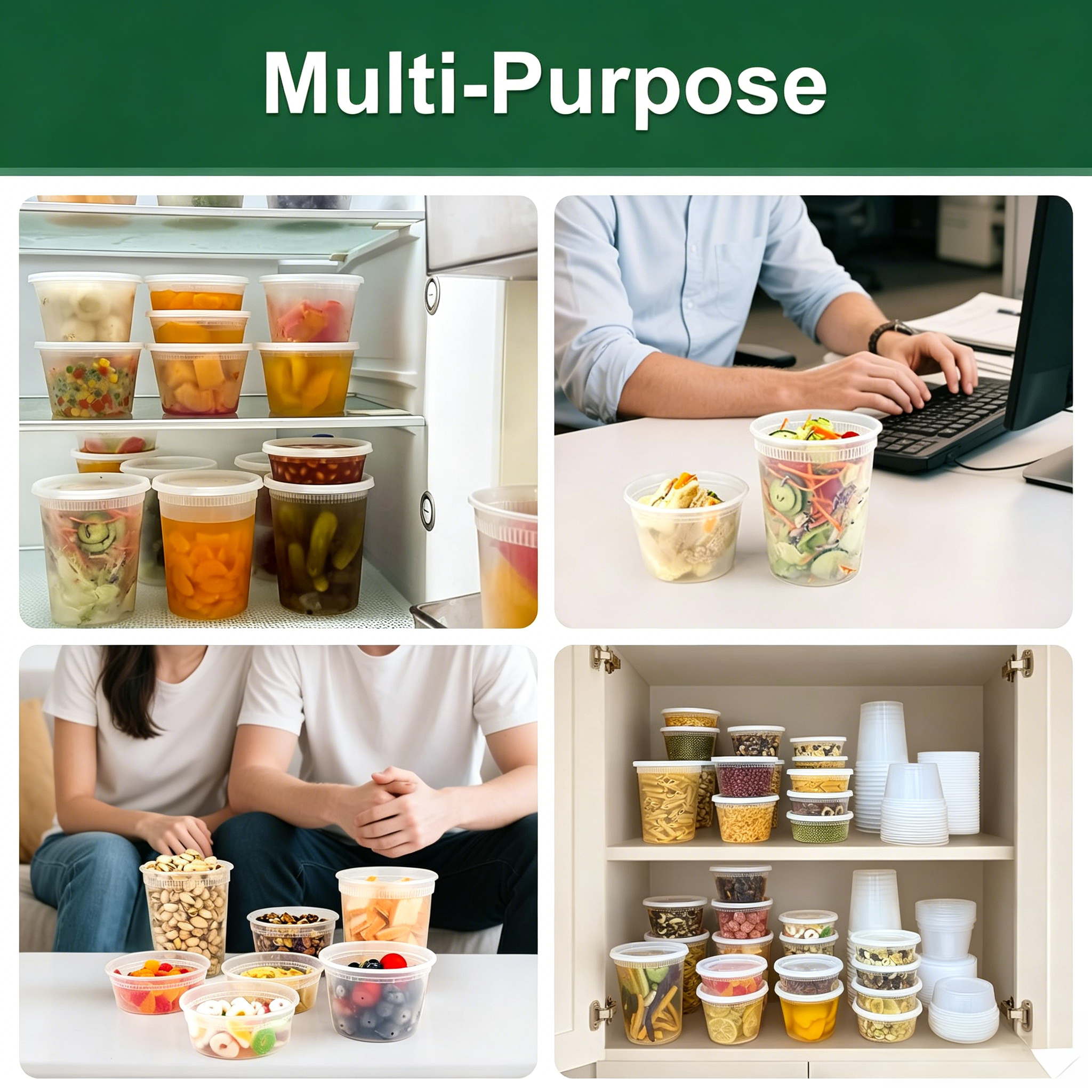 Lamosi 60 Sets 8/16/24/32 oz Plastic Deli Food Containers With Lids, Leak-Proof & BPA Free Airtight Stackable Takeout Plastic Food Storage Containers