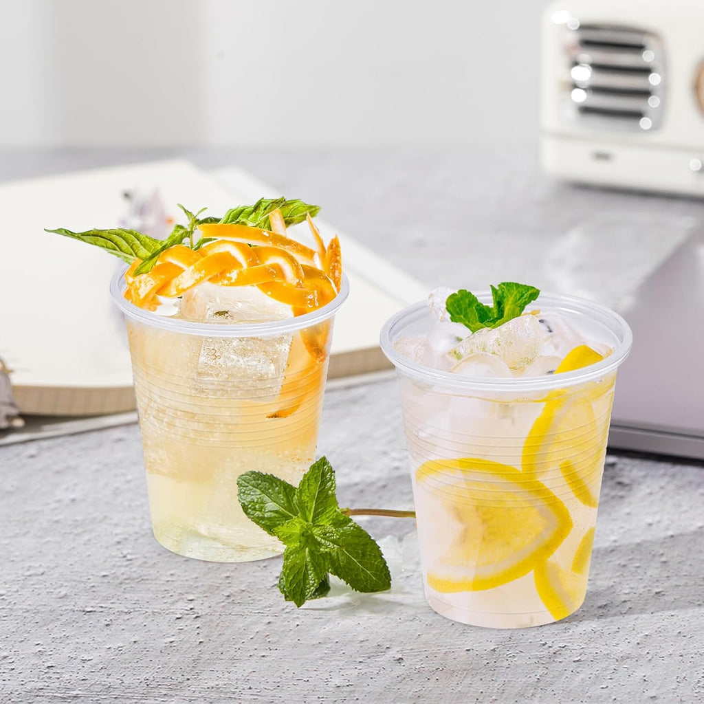 Lamosi 5//7/9/12 oz Clear Plastic Cups Disposable Crysta Cold Drinking Cup, 300/500/600 Pack