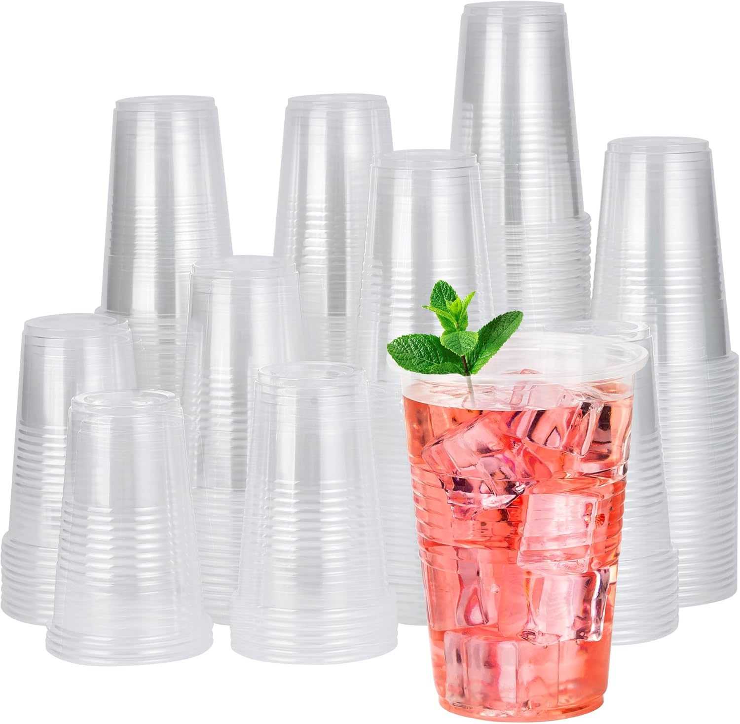 Lamosi 5//7/9/12 oz Clear Plastic Cups Disposable Crysta Cold Drinking Cup, 300/500/600 Pack