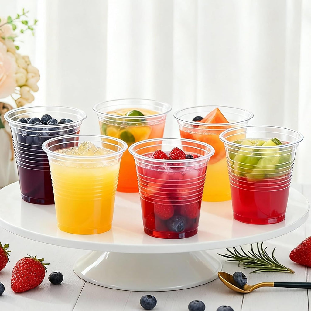 Lamosi 5//7/9/12 oz Clear Plastic Cups Disposable Crysta Cold Drinking Cup, 300/500/600 Pack