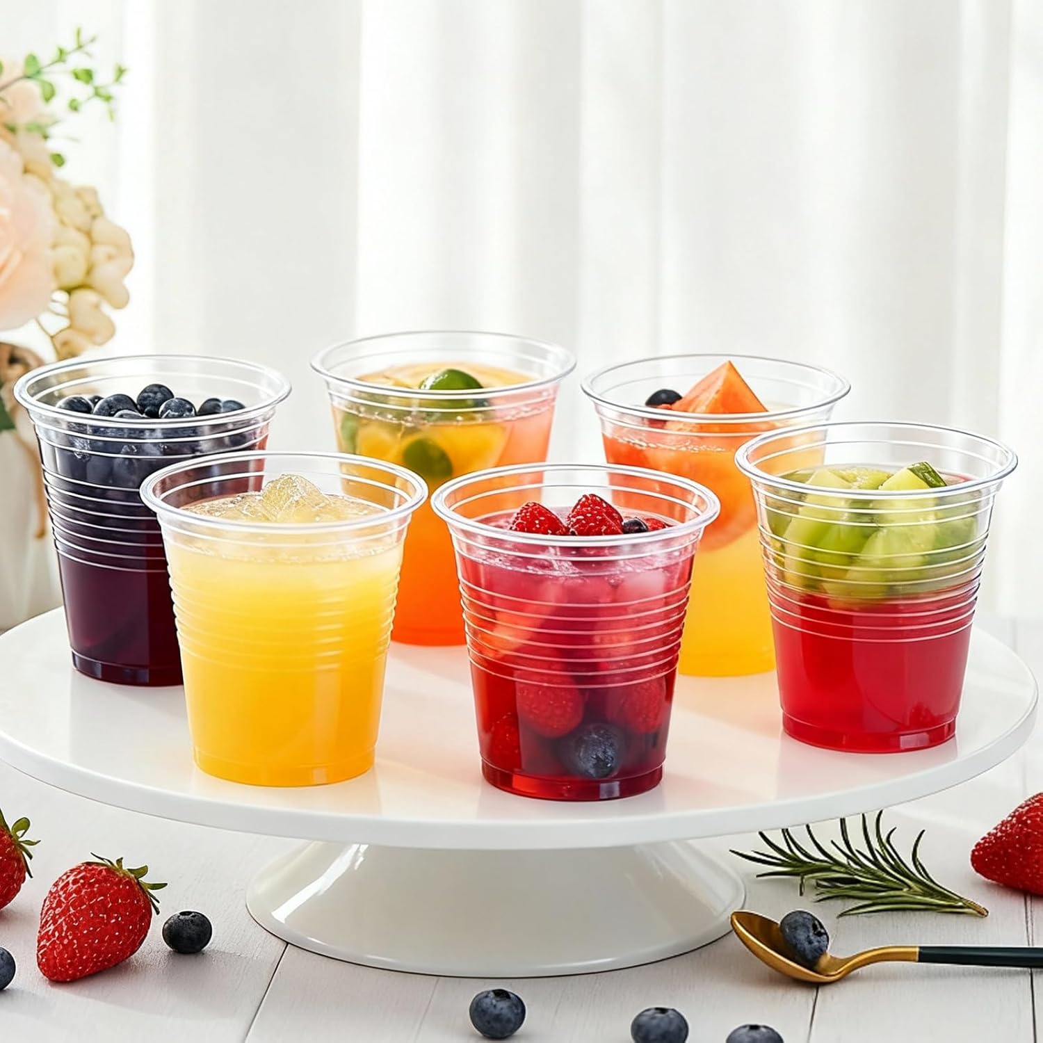 Lamosi 5//7/9/12 oz Clear Plastic Cups Disposable Crysta Cold Drinking Cup, 300/500/600 Pack