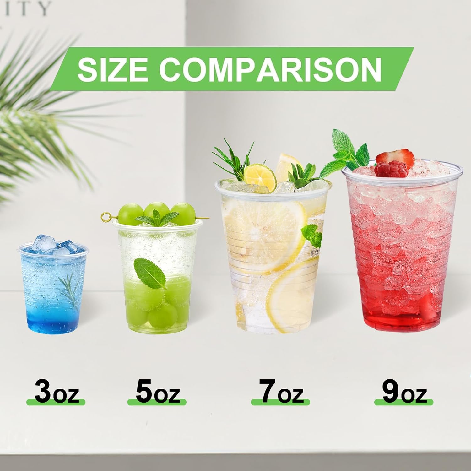 Lamosi 5//7/9/12 oz Clear Plastic Cups Disposable Crysta Cold Drinking Cup, 300/500/600 Pack