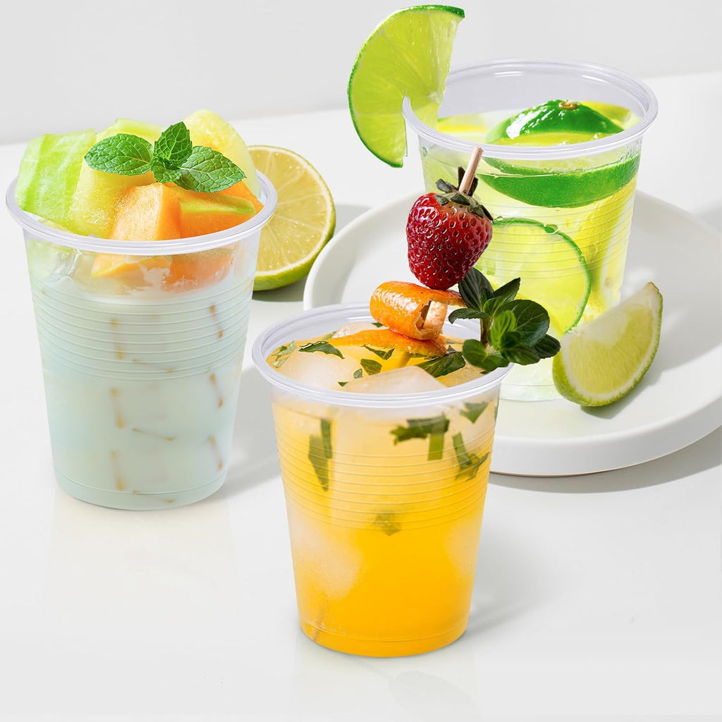 Lamosi 5//7/9/12 oz Clear Plastic Cups Disposable Crysta Cold Drinking Cup, 300/500/600 Pack