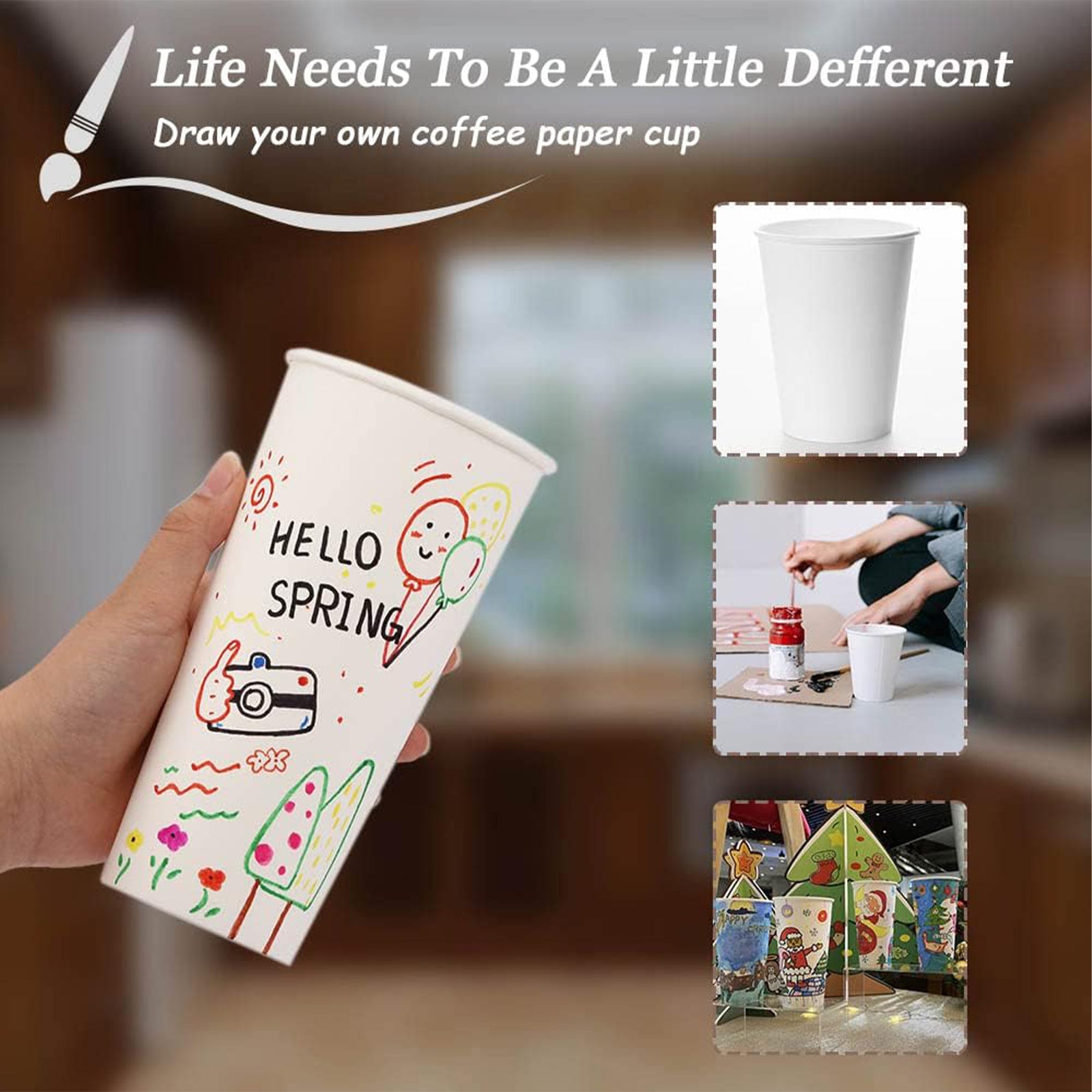 Lamosi Disposable Paper Cups 12 oz Hot Cups, 100 Count