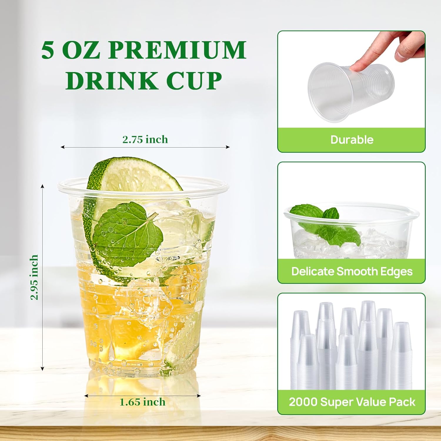 Lamosi 5//7/9/12 oz Clear Plastic Cups Disposable Crysta Cold Drinking Cup, 300/500/600 Pack