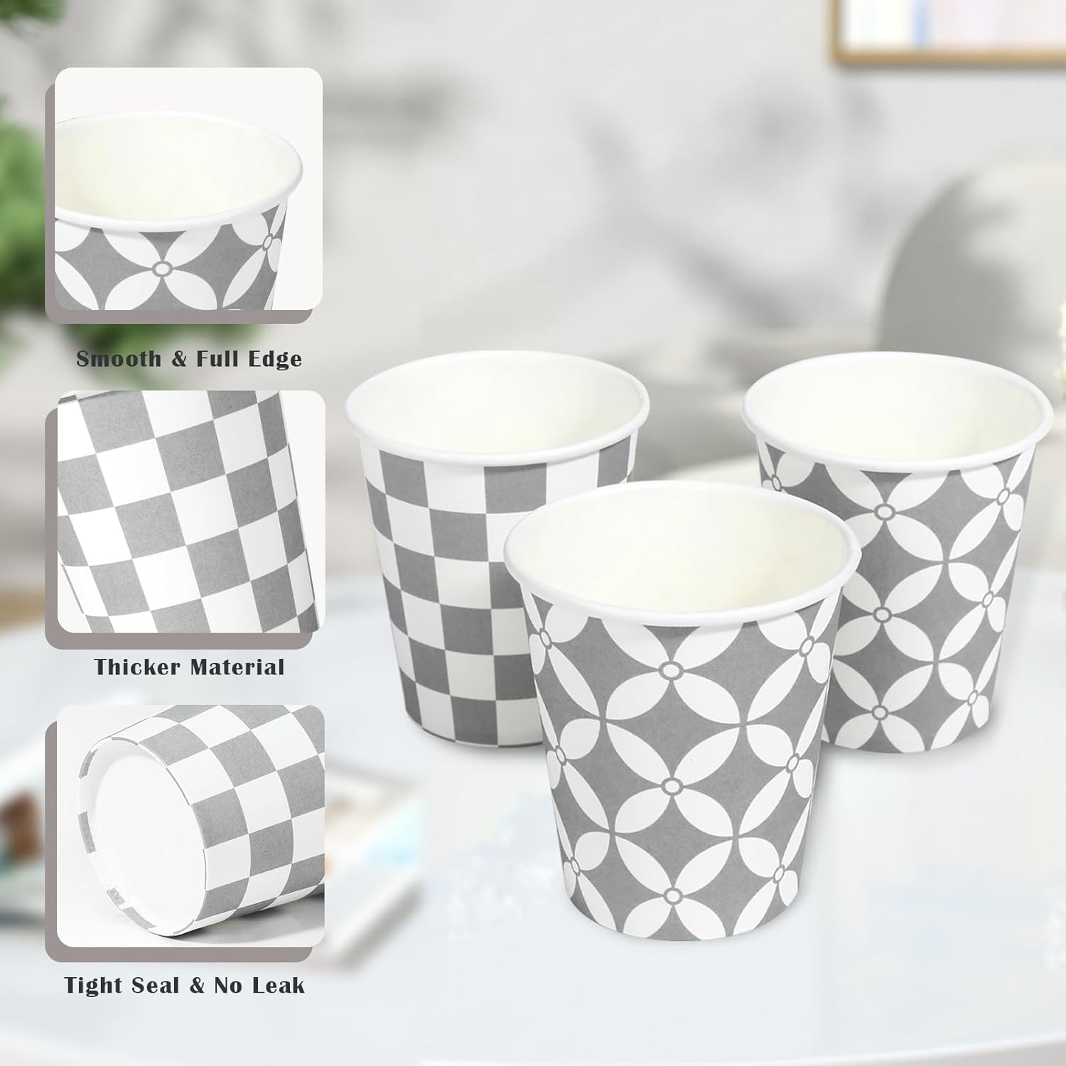 Lamosi Disposable Paper Cups Gray Small 3 oz Cups, 300 Count