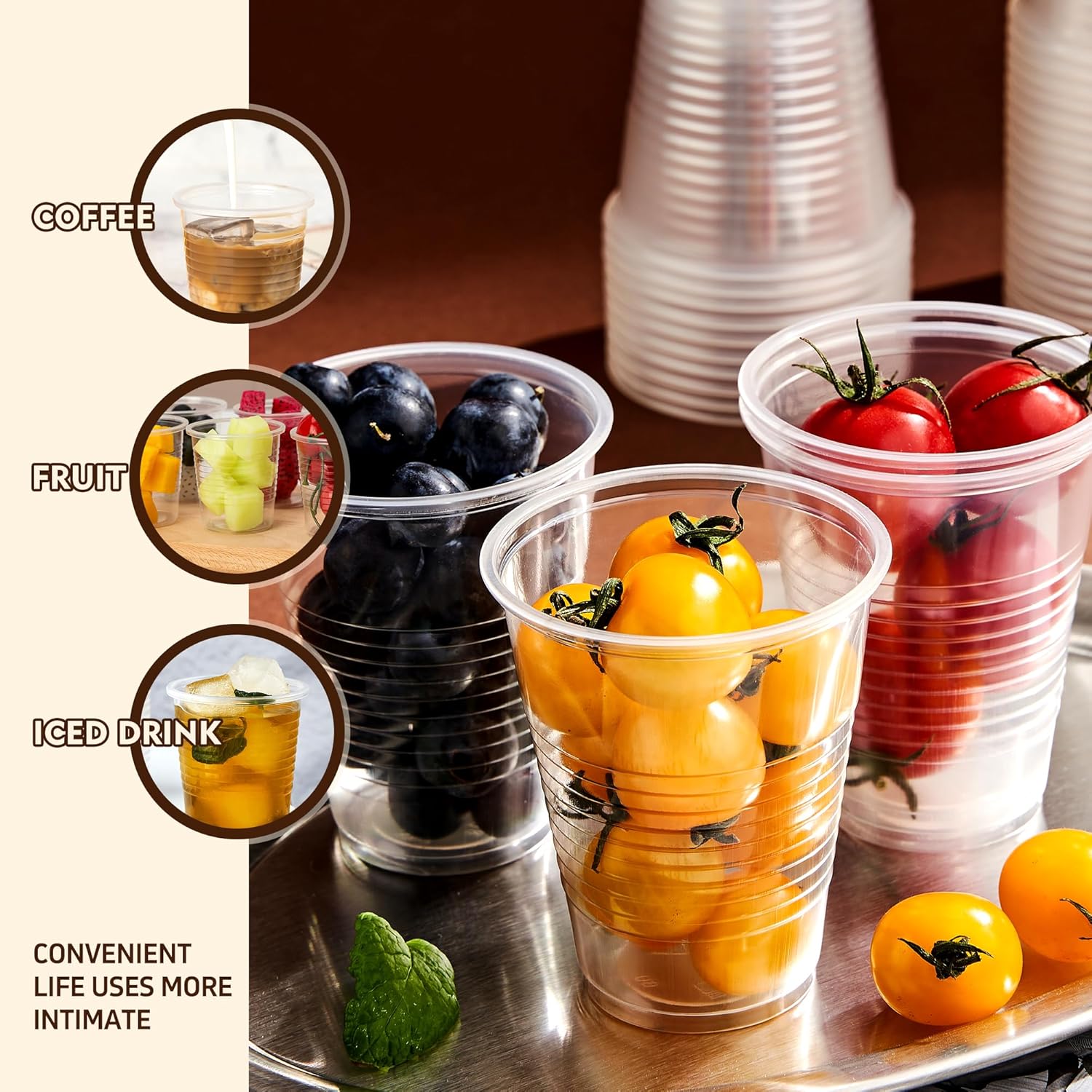 Lamosi 5//7/9/12 oz Clear Plastic Cups Disposable Crysta Cold Drinking Cup, 300/500/600 Pack