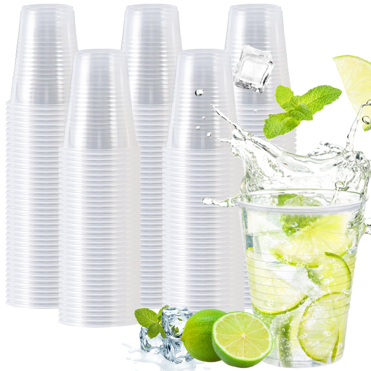Lamosi 5//7/9/12 oz Clear Plastic Cups Disposable Crysta Cold Drinking Cup, 300/500/600 Pack